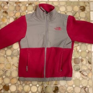 Pink and grey north face jacket